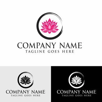 Zen Circle Lotus Logo Template for Holistic and Spa Branding Stock Illustration