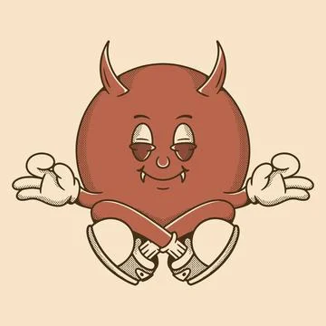 Zen Devil Vibes with a Mischievous but Relaxed Attitude 스톡 일러스트