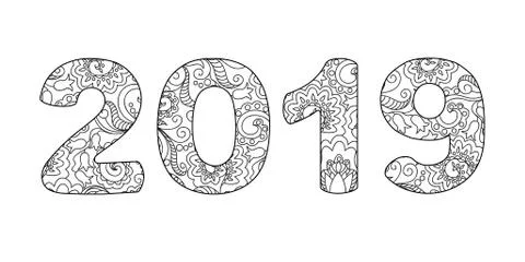 Zen doodle patterned number 2019 small 51 Illustrazione stock