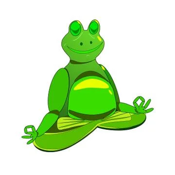 Zen fat happy frog doing meditation Stock Illustration