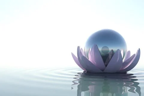 Zen flower with sphere Stock Illustration