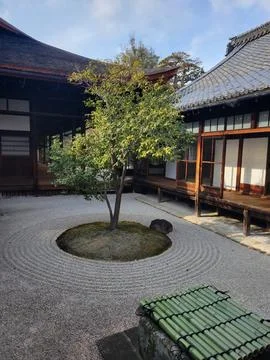 A zen garden in the fall Stock Photos