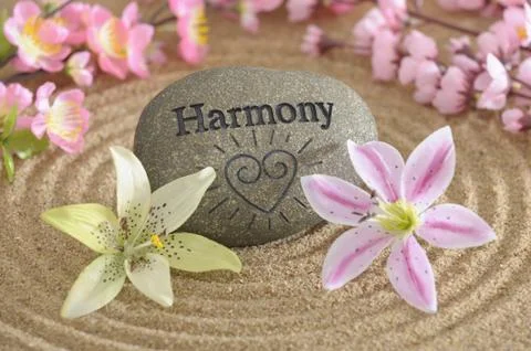 Zen garten in sand Stock Photos