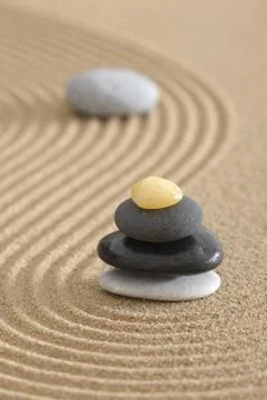 Zen garten in sand Stock Photos