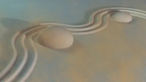 Zen landscape patterns with Blowing dust particles. 3d animation render Stock Footage 169554474