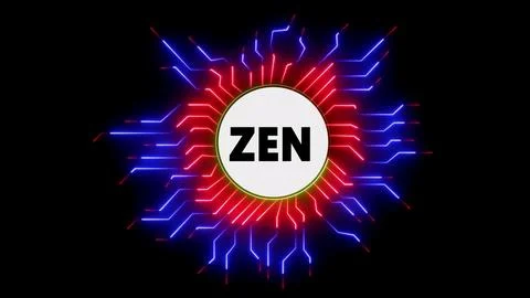 Zen logo on abstract circuit background 스톡 일러스트
