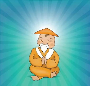 Zen master meditating Stock Illustration