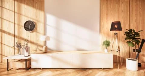 Zen modern empty room,minimal design japanese style. 3d rendering Stock Illustration