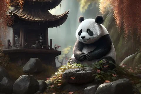 The Zen Panda Stock Illustration