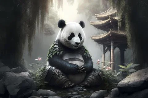 The Zen Panda Stock Illustration