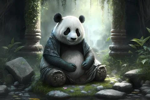 The Zen Panda Stock Illustration