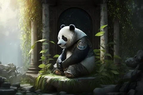 The Zen Panda Stock Illustration