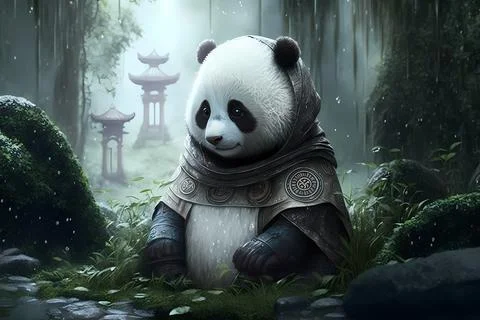 The Zen Panda Stock Illustration