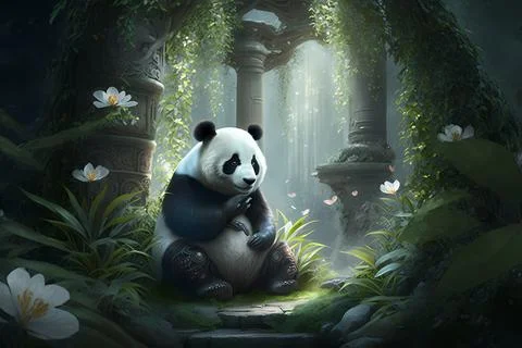 The Zen Panda Stock Illustration