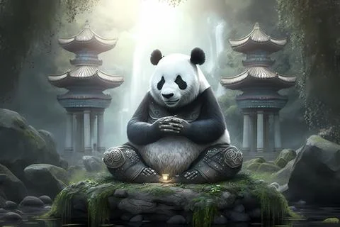 The Zen Panda Stock Illustration