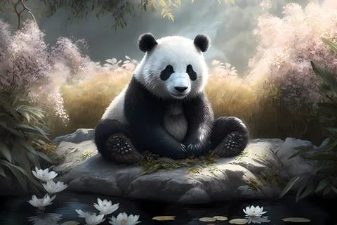 The Zen Panda Stock Illustration