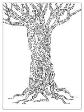 Zen patterned tree Stock Illustration