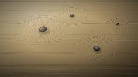 Zen Sand Ripple Garden Loop - Neutral Meditation Texture Backdrop Video stock 341957533