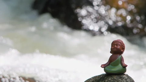 Zen space small Buddha with a stream Stock Footage 242253401