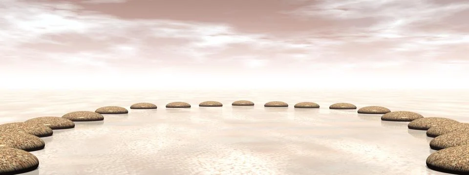 Zen stone in circle - 3D render Stock Illustration