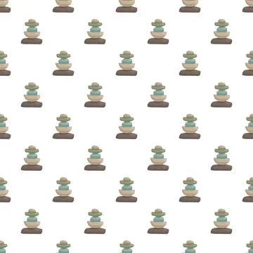 Zen stone stack pebbles seamless pattern background イラスト素材