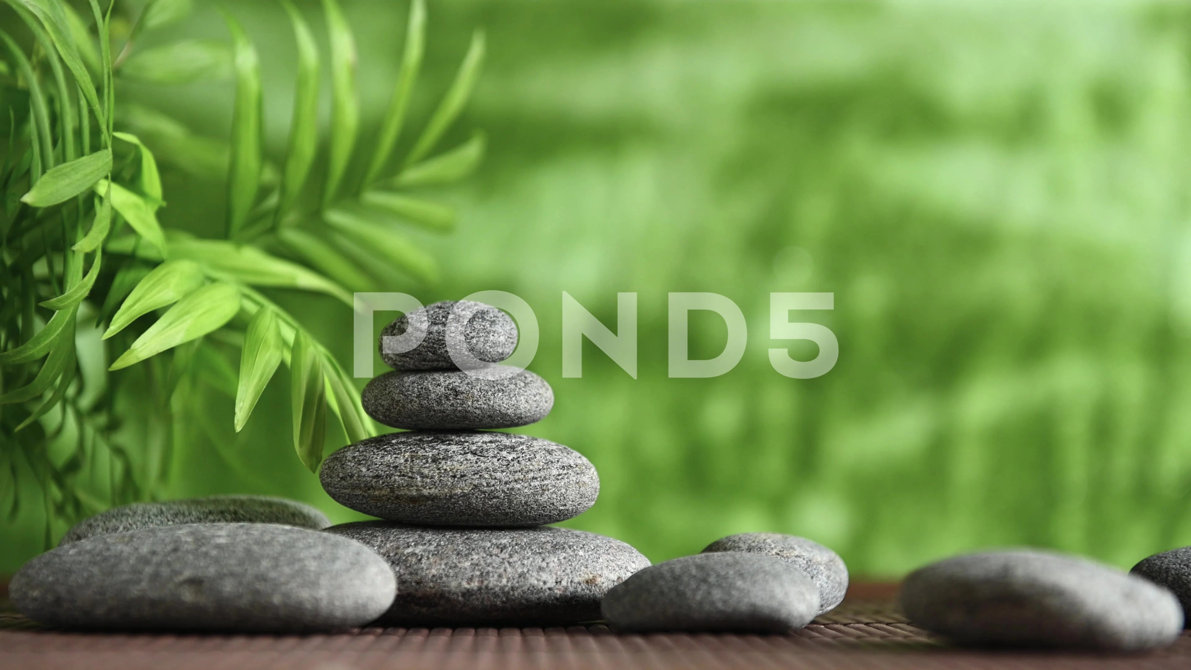 Zen stones with bamboo and water loop, Stock Video