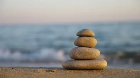 Zen stones on the beach 스톡 동영상 38283765