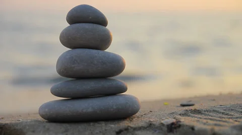 Zen stones at sunset 스톡 동영상 38284389
