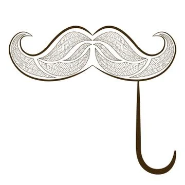 Zen tangle fake mustache vector. Zentangle whisker. Stock Illustration