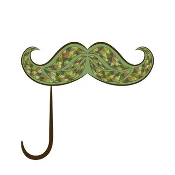 Zen tangle mustache on a stick vector. Zentangle fake whisker. Stock Illustration
