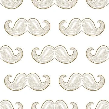 Zen tangle mustache vector. Zentangle whisker. Seamless pattern. イラスト素材