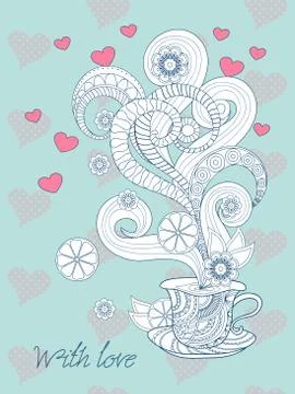 Zen tea time with love Stock Illustration