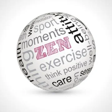 Zen theme sphere with keywords Stock Illustration