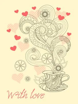 Zen time for tea with love Stock Illustration