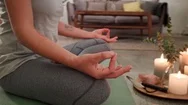 Zen Woman Doing Yoga Meditation At Home Stock Footage