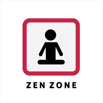 Zen zone flat vector icon. Square sign board. Stock Illustration