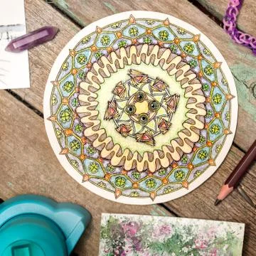 Zendala. Mandala. Flat lay Stock Photos