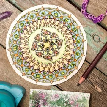 Zendala. Mandala. Flat lay Stock Photos