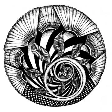 Zendala - mandala of zentangle Stock Illustration