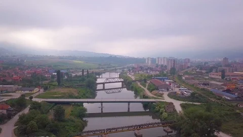 Zenica river flying back Stock Footage 103188172