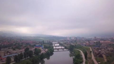 Zenica river flying over Stock Footage 103188169