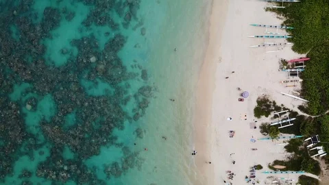 Zenith drone over beach 4K Stock Footage 128958069