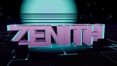 ZENITH Neon Grid 3D Tech Typography on Circuit Board Loop Stock Footage 345420064