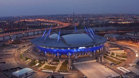 The Zenith Stadium, Krestovsky Stadium, (Стадион Зенит) Stock Footage 117923218
