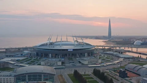 The Zenith Stadium, Krestovsky Stadium, (Стадион Зенит) Stock Footage 117936194