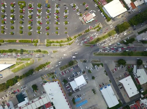 Zenith view of the intersection of Patria and Clouthier streets Stock Photos