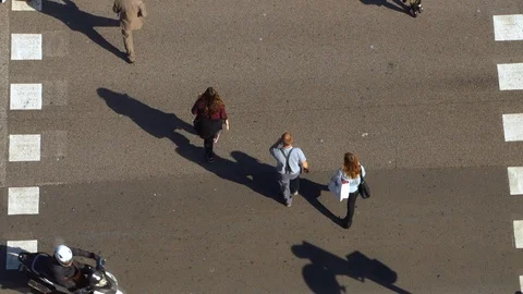 Zenith view of pedestrians crossing Stock Footage 108870075