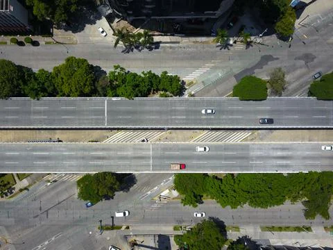 Zenith view of road junction over Guadalupe and Lazaro Cardenas streets Stock Photos