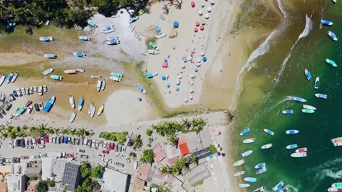 Zenithal Angle of River and Sea in Boca de Tomatlan, Puerto Vallarta, Mexico Stock Footage 274318172