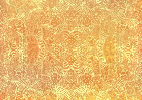 ZENTANGLE BACKGROUND HAND DRAWN RETRO GOLD Stock-Illustration